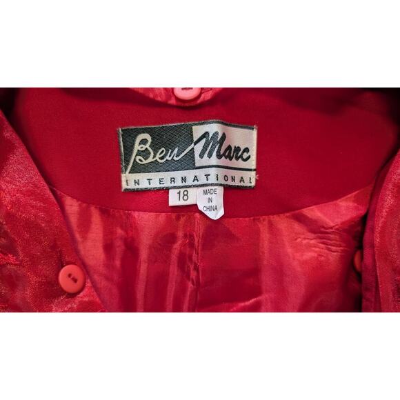 Ben Marc International Fancy Red Skirt Suit Set Plus Size 18 Jewel Button - Picture 3 of 10